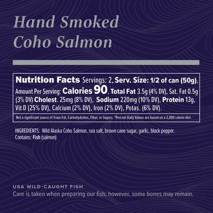 Hand Smoked Wild Alaska Coho Salmon 3.5oz Can