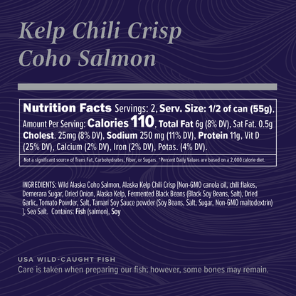 Kelp Chili Crisp Wild Alaska Coho Salmon 3.9oz Can